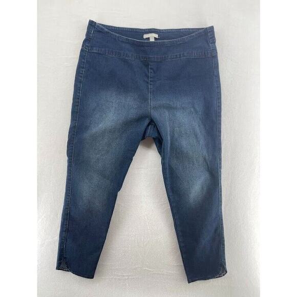 Woman Within Plus Size 20 Pull On Jeggings Cropped Denim - Picture 1 of 5